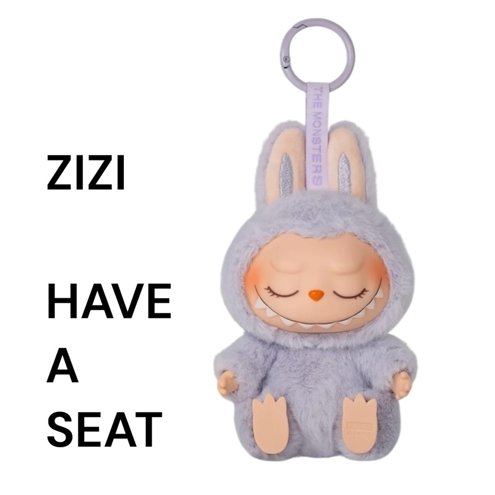 ZIZI Pop Mart Labubu New Purple Plush Keychain Have a Seat